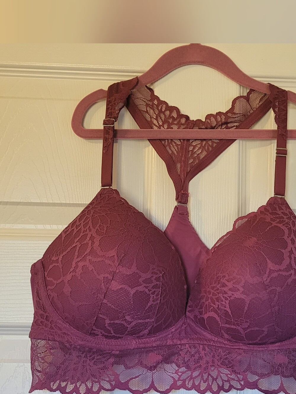 Victoria Secret PINK Lace Racerback Bralette in Wine